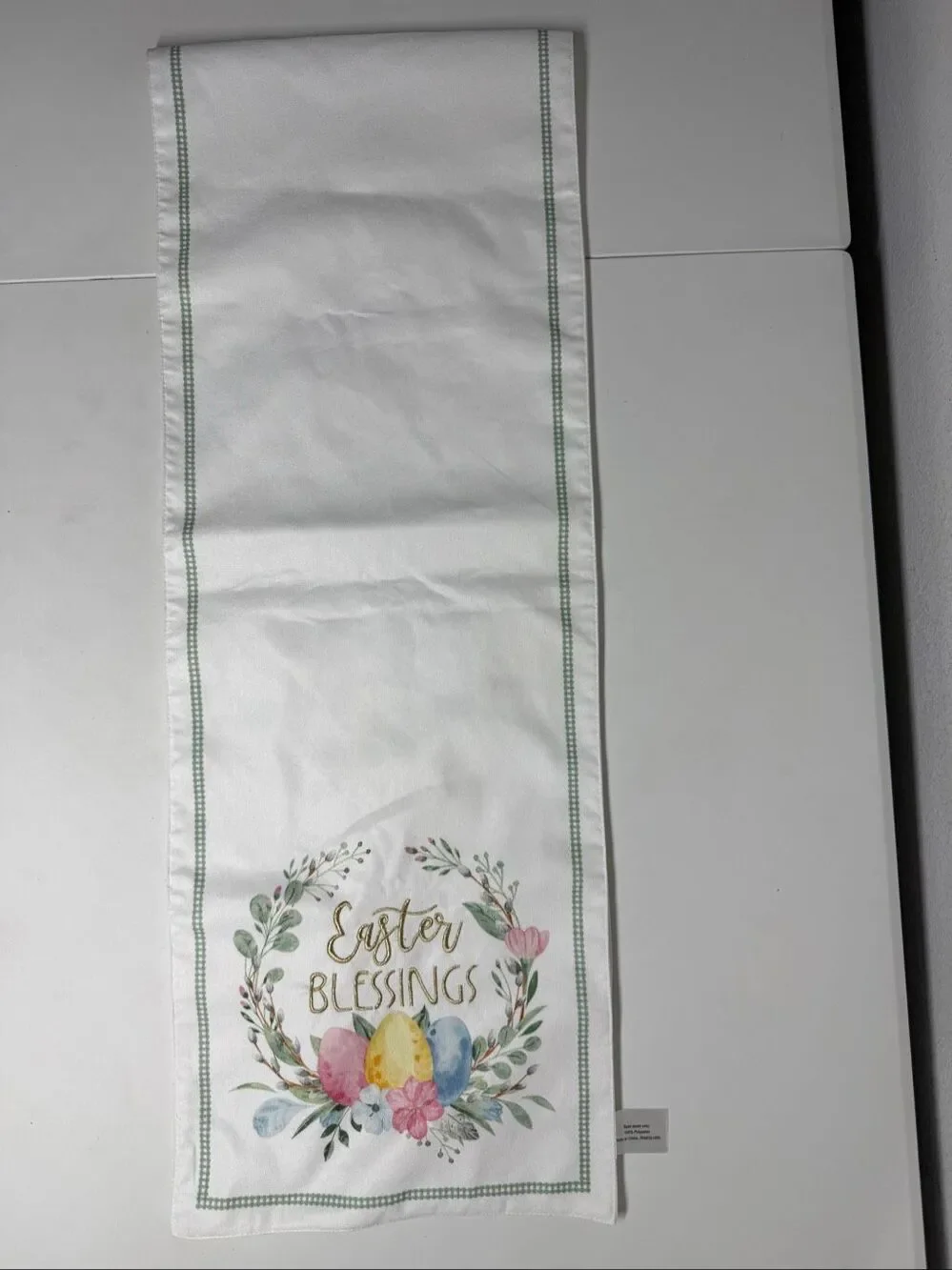 Easter Blessings Table Runner Spring Floral Eggs Farmhouse Holiday Decor 72 Inch